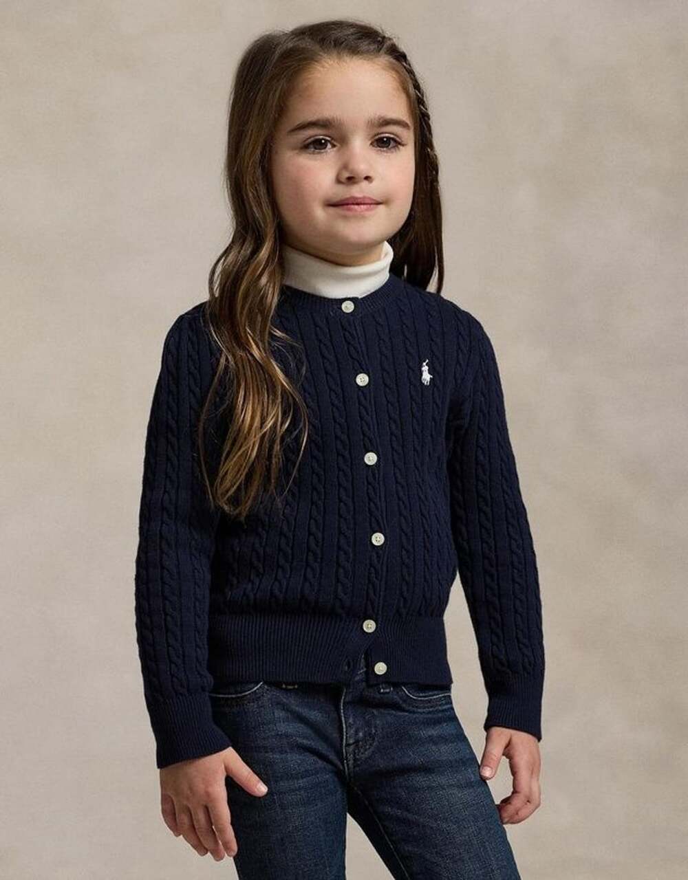 Ralph Lauren Ribbed Cotton Cardigan Size 12M Navy Pink Pony
